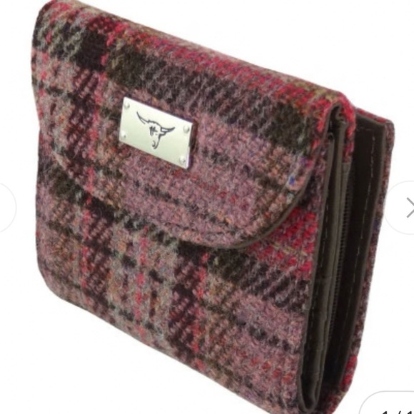 Harris Tweed Handbags - Wool Plaid Compact Wallet - Pink Multi